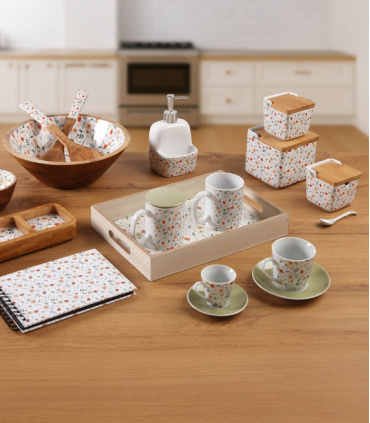 JGO. 6 TAZAS CAFE CON PLATO VERDI