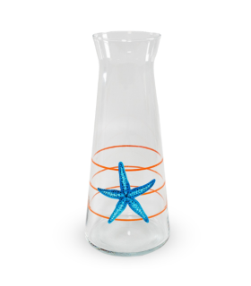 JARRA VIDRIO DECORACION MARINA RAYAS NARANJA 1L