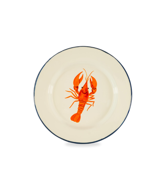 PLATO HOJALATA ESMALTADA LANGOSTA 25CM