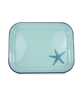 BANDEJA HOJALATA ESMALTADA ESTRELLA MARINA 41.5X31.5CM