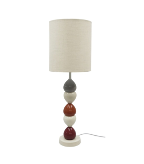 LAMPARA SOBREMESA ASKELLA BOLITAS 67CM GRIS/TERRACOTA/GRANATE