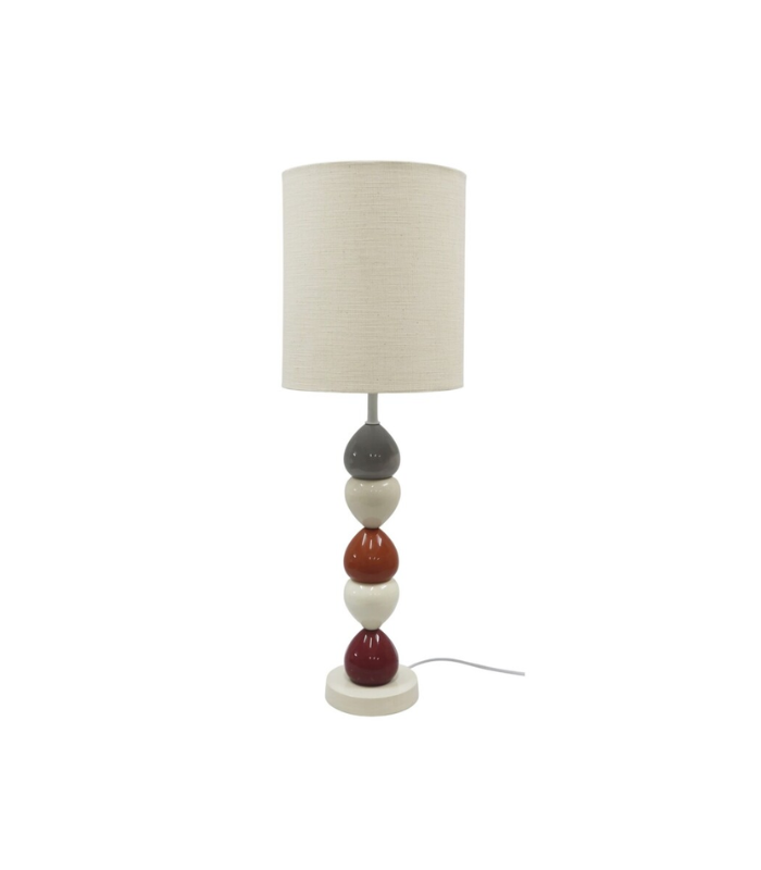 LAMPARA SOBREMESA ASKELLA BOLITAS 67CM GRIS/TERRACOTA/GRANATE