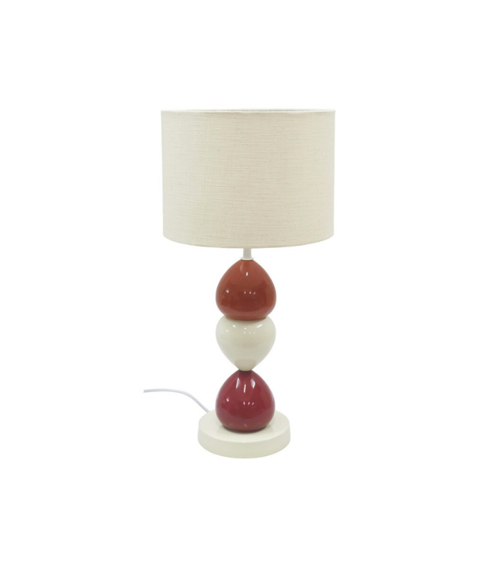 LAMPARA SOBREMESA ASKELLA BOLITAS 50CM GRIS/TERRACOTA/GRANATE
