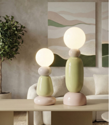 LAMPARA SOBREMESA GALE BEIGE/LIMA/ROSA 13DX31CM