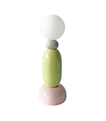 LAMPARA SOBREMESA ZAZIE BEIGE/LIMA/ROSA 14DX42CM
