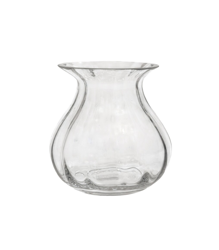 JARRON VIDRIO LINEAS PATRON OPTICO ESPIRAL 19CM
