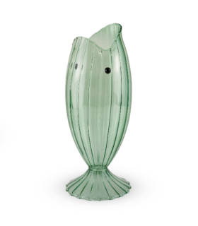 JARRA VIDRIO FORMA DE PEZ EFECTO PLISADO VERDE 1.2L