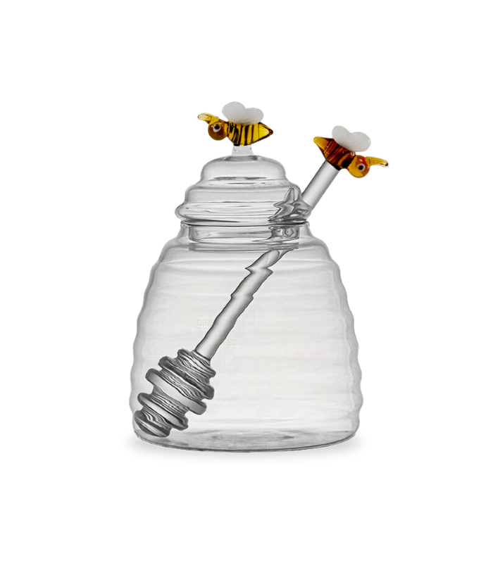 TARRO DE MIEL CON DECORACIONES VIDRIO 500ML
