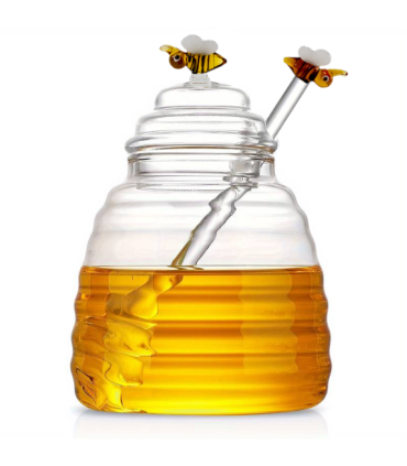TARRO DE MIEL CON DECORACIONES VIDRIO 500ML