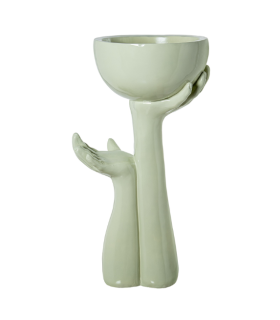 MACETERO C/PIE FIBRA DE VIDRIO 83CM VERDE BRILLO  46X3