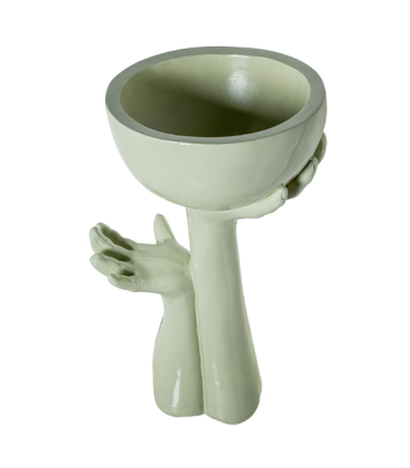 MACETERO C/PIE FIBRA DE VIDRIO 83CM VERDE BRILLO  46X3