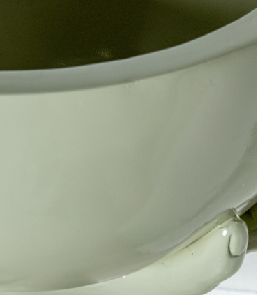 MACETERO C/PIE FIBRA DE VIDRIO 83CM VERDE BRILLO  46X3