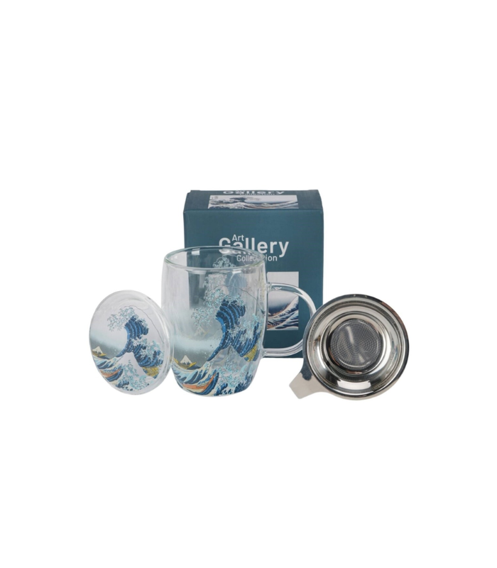 TAZA INFUSIÓN VIDRIO DOBLE HOKUSAI