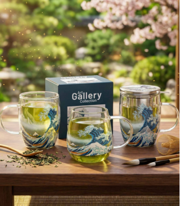 TAZA INFUSIÓN VIDRIO DOBLE HOKUSAI