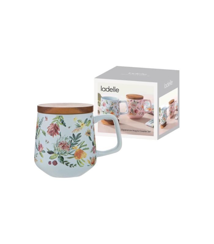 TAZA CON POSAVASOS ESPERANCE AZUL