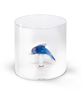 VASO VIDRIO BOROSILICATO 250ML FIGURA DELFIN VIDRIO COLOR INTERIOR