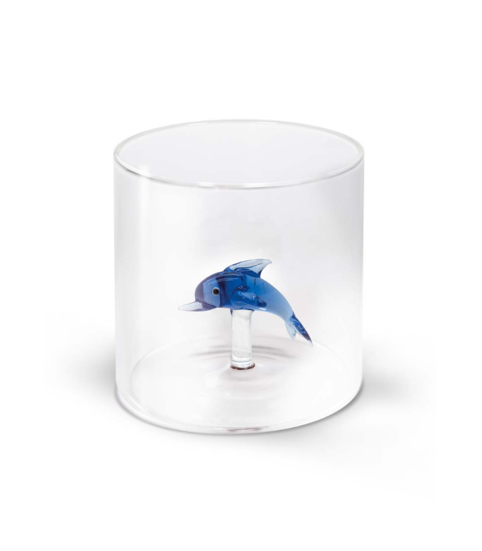 VASO VIDRIO BOROSILICATO 250ML FIGURA DELFIN VIDRIO COLOR INTERIOR