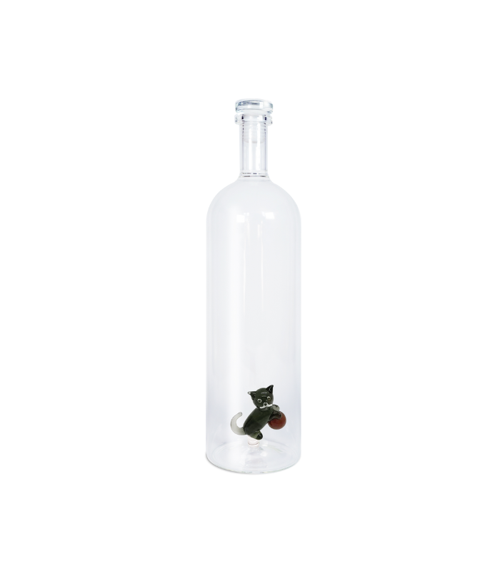 BOTELLA VIDRIO BOROSILICATO CON TAPON 1.2L GATO