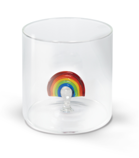 VASO VIDRIO BOROSILICATO 250ML FIGURA ARCOIRIS COLOR INTERIOR