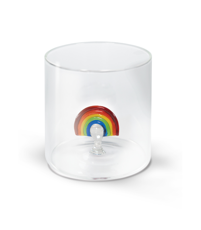 VASO VIDRIO BOROSILICATO 250ML FIGURA ARCOIRIS COLOR INTERIOR