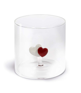 VASO VIDRIO BOROSILICATO 250ML FIGURA CORAZON COLOR INTERIOR