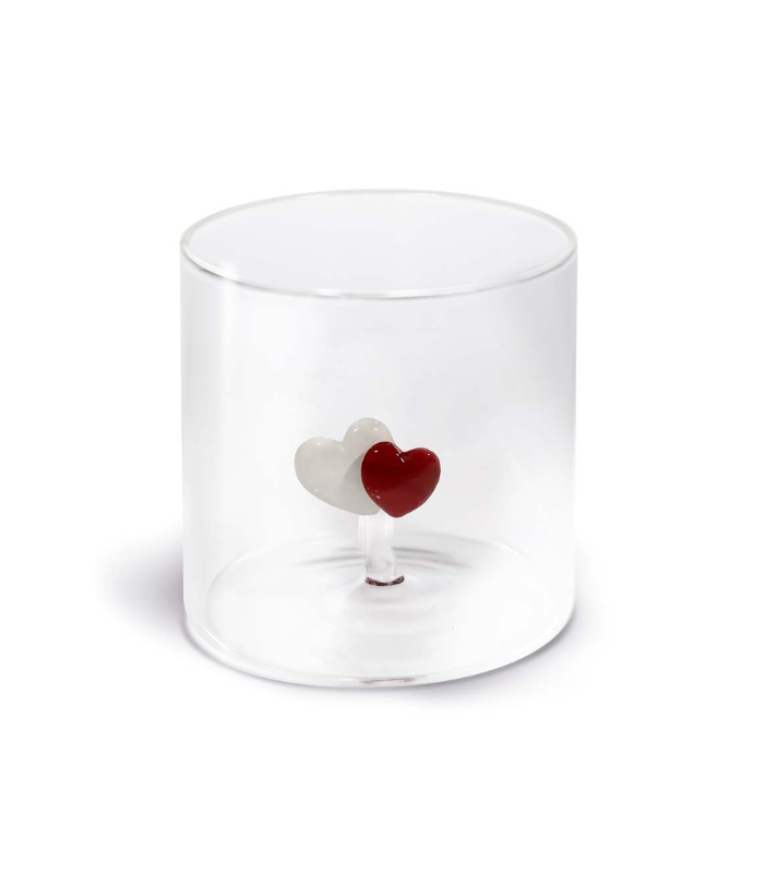 VASO VIDRIO BOROSILICATO 250ML FIGURA CORAZON COLOR INTERIOR