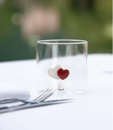 VASO VIDRIO BOROSILICATO 250ML FIGURA CORAZON COLOR INTERIOR