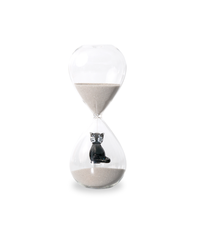 RELOJ DE ARENA VIDRIO BOROSILICATO GATO 15 MINUTOS