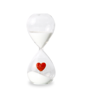 RELOJ DE ARENA VIDRIO BOROSILICATO CORAZON 15 MINUTOS