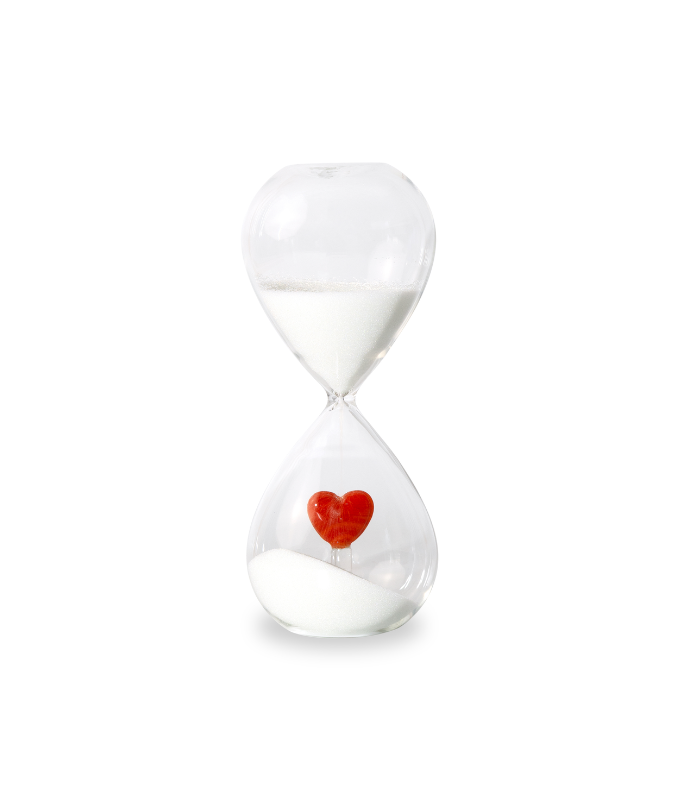 RELOJ DE ARENA VIDRIO BOROSILICATO CORAZON 15 MINUTOS