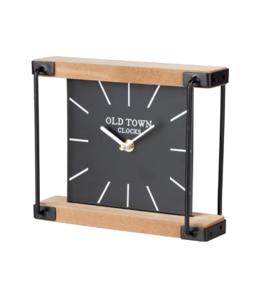RELOJ SOBREMESA METAL MADERA 22.5X5X18CM