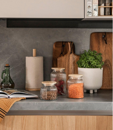 BOTE COCINA VIDRIO BAMBU 120