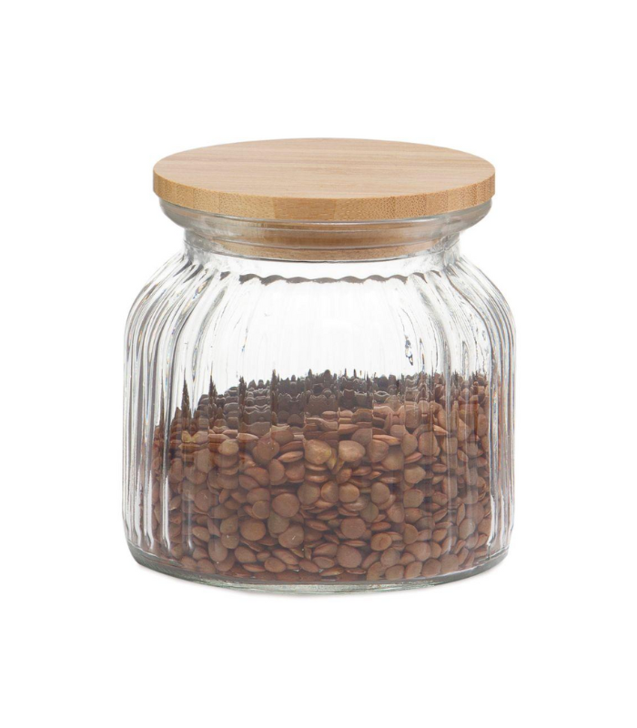 BOTE COCINA VIDRIO BAMBU 600