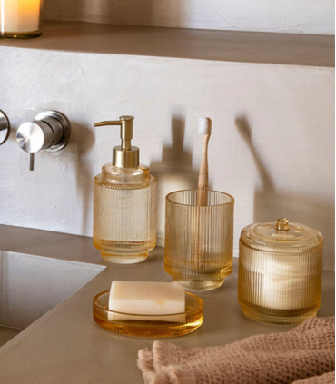 DISPENSADOR BAÑO CRISTAL AMARILL