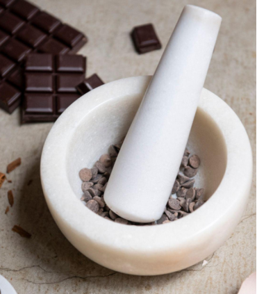 MORTERO CON MAZO MARMOL BLANCO MODERNO