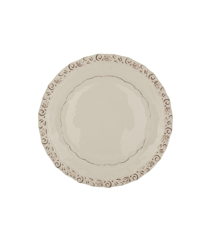 JGO. 6 PLATO LLANO RELIEVE BLANCO GRES