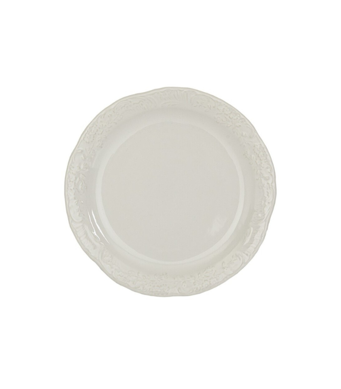 JGO. 6 PLATO POSTRE RELIEVE BLANCO GRES