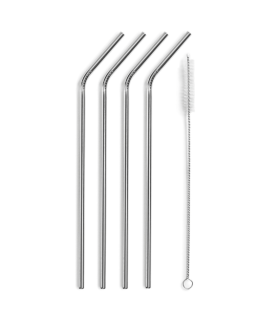 SET 4 PAJITAS INOX CON LIMPIADOR