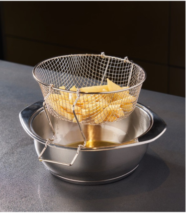 FREIDORA C/CESTILLO Y FONDO DIFUSOR INOX 20CM 2L