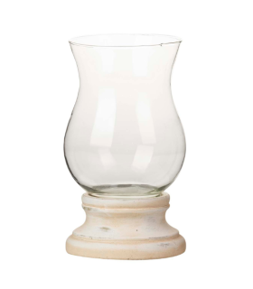 PORTAVELAS CEMENTO CRISTAL BEIGE 14X14X26CM