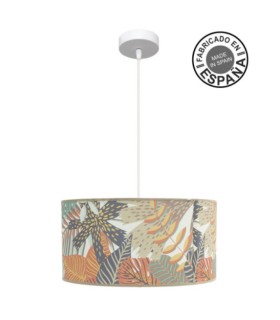COLGANTE ETIOPIA 40CM 1 E27 BLANCO/ESTAMPADO