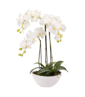 ORQUIDEA POLIESTER BLANCA CON MACETA 50X50X67CM