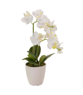 ORQUIDEA POLIESTER BLANCA CON MACETA 20X20X36CM