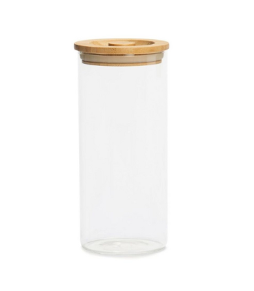 BOTE VIDRIO TAPA BAMBU