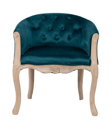 BUTACA VELVET CAPITONE PATAS MADERA 61X61X71CM