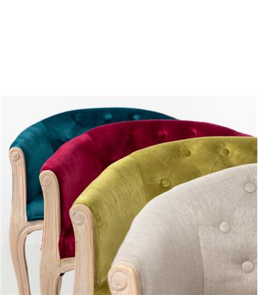 BUTACA VELVET CAPITONE PATAS MADERA 61X61X71CM