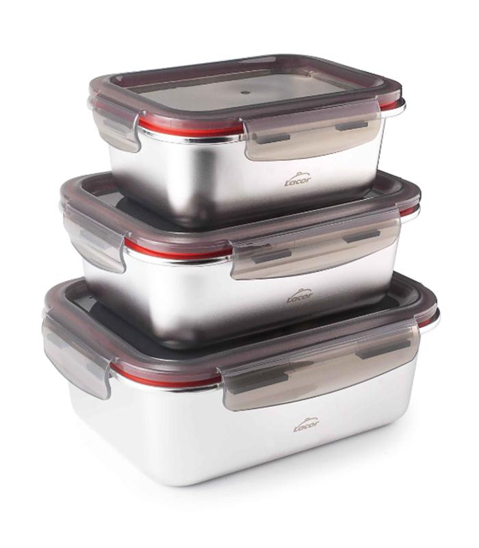 JUEGO 3 RECIPIENTES  RECTANGULARES ECOINOX