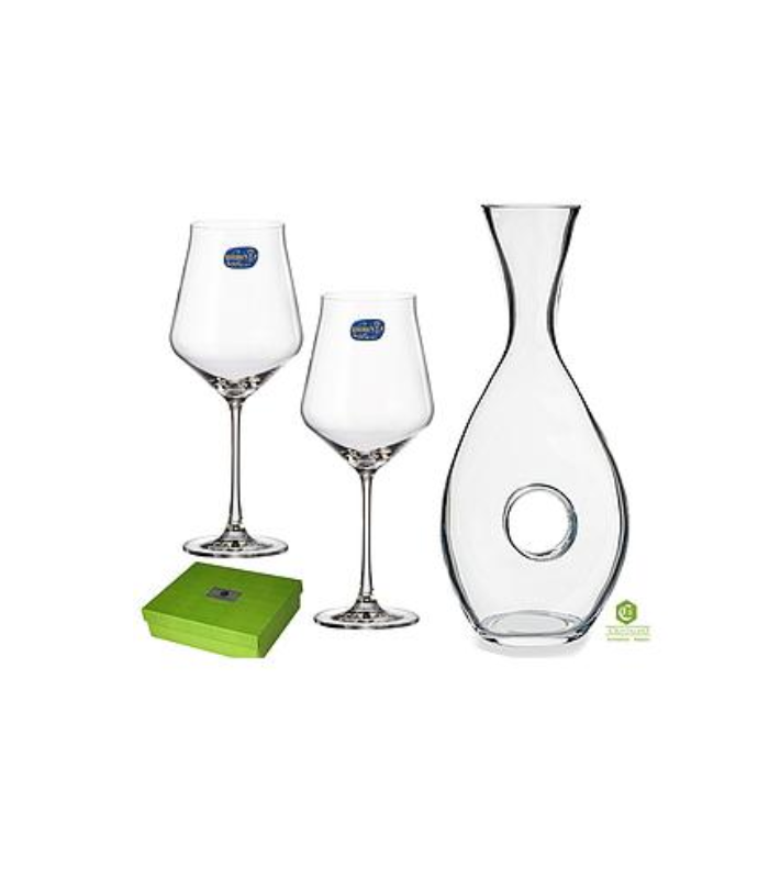 JGO. 2 COPAS VINO ALCA 650ML+ DECANTADOR