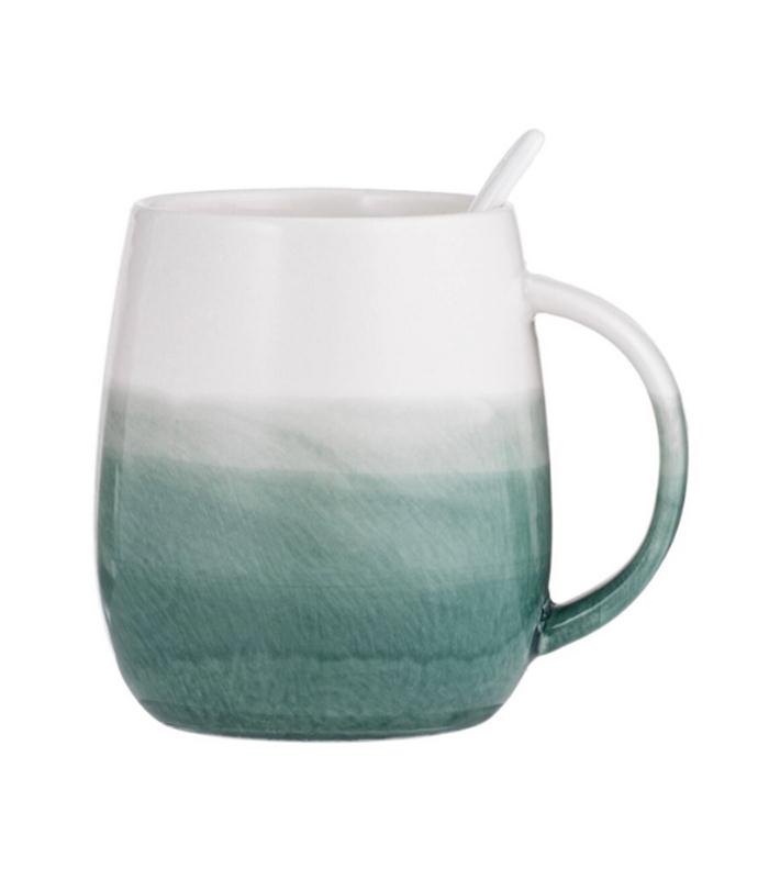 MUG C/CUCHARA OMBRE VERDE ESMERALDA