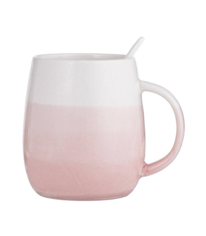 MUG C/CUCHARA  OMBRE ROSA